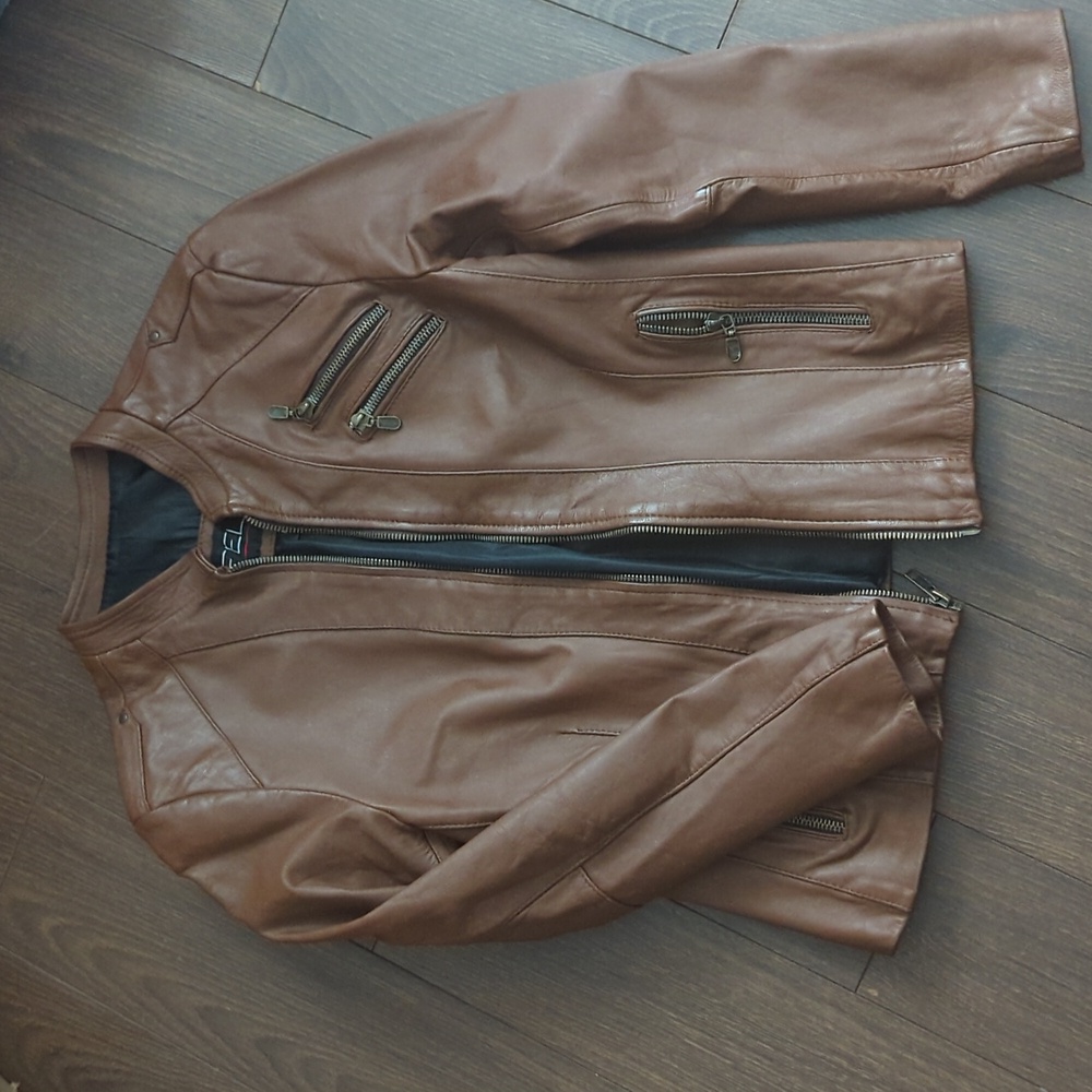FELDINI Women's Brown Ovino Leather Jacket - Picture 9 of 11
